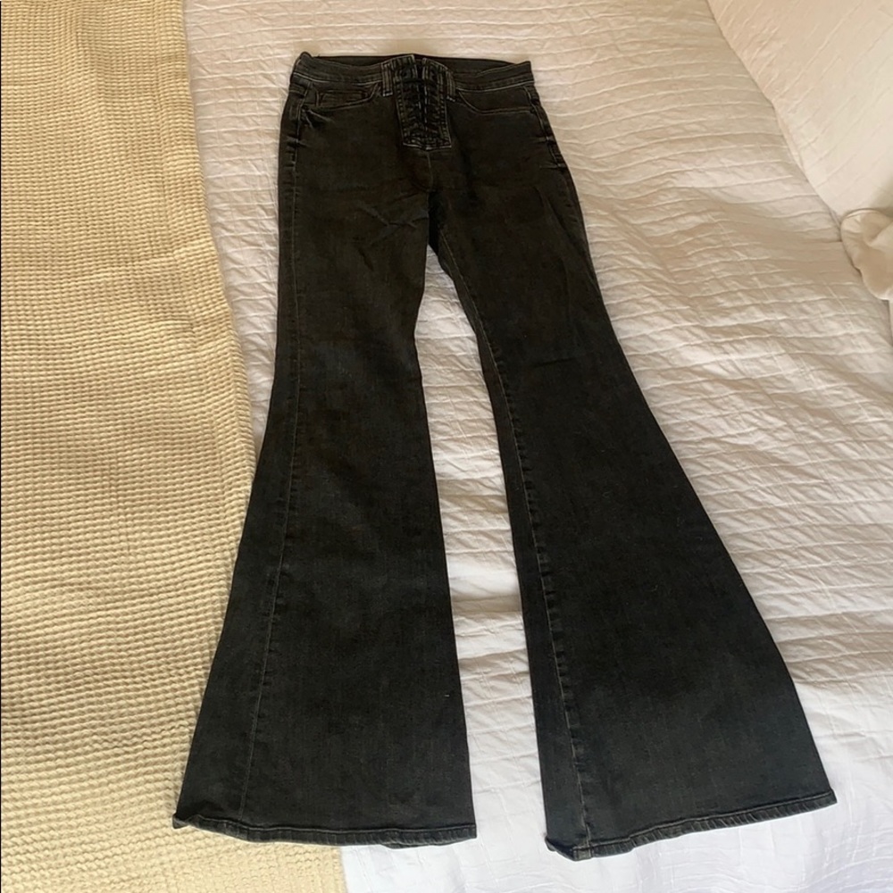 Grey lace up jeans